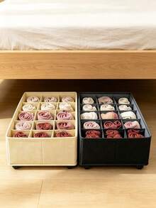 2pcs Foldable Drawer Storage Boxes, Wardrobe Storage Boxes, Suitable For Clothes, Socks, Underwear, Ties (Gray 24-Grid), Fabric Socks Drawer Storage Boxes, Multi-Compartment Underwear Storage Boxes, Foldable Wardrobe Storage Bins, Suitable For Socks, Underwear, Bras, Ties, Underwear - Multicolor - View 5