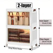 CFQNI 4layers Plastic Storage Bins, Foldable Storage Bins With LIDS And Wheels, Foldable Storage Boxes With Doors, Closet Storage And Storage Drawers, Foldable Stackable Lockers Outdoor Decor - White - View 14