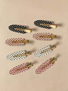Presilha de Cabelo Sem Emendas com Bolinhas Pretas & Brancas - Presilha de Cabelo Elegante para Franja & Coque, Adequada para Encontros, Férias na Praia, Acessório de Roupa, Passeios e Presentes - Multicolorido - Visão 5