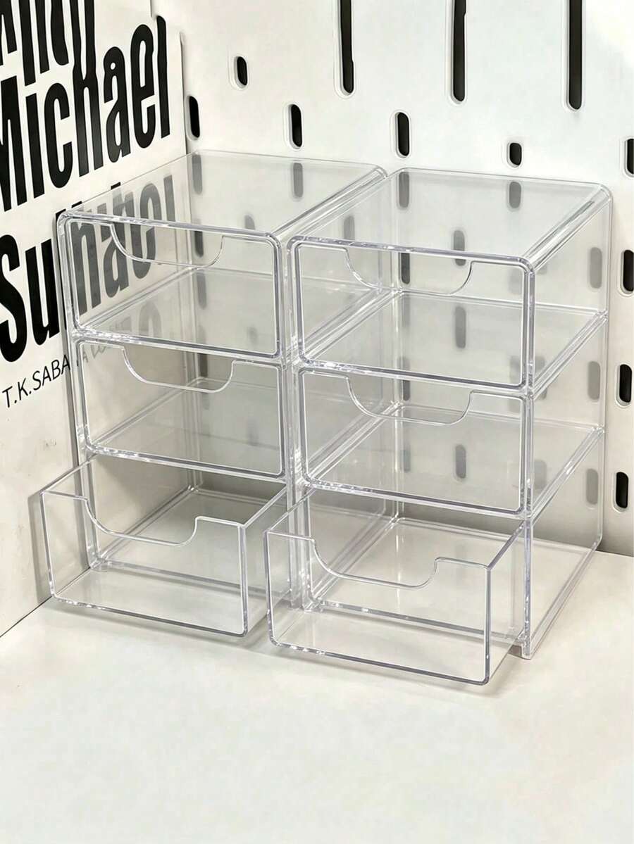 3-Layer Drawer Storage Box, Suitable For Jewelry, Hair Accessories, Earrings And Small Items, Furniture Office Study Desk Organizer, Jewelry Storage Box, Drawer Cosmetic Organizer, Bedroom Decor Desk Storage Box, Home Desk Drawer Storage Box - Multicolor - View 1