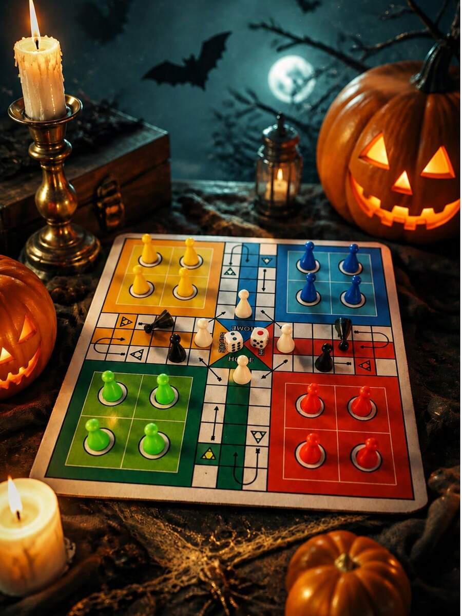 LUDO Classic Board Game 2-4 Player Game Set, Can Be Used As Mouse Pad Holiday Party Game, Interactive Board Game, Suitable For Family Christmas, Halloween Game Night, Classic LUDO Suitable For Christmas, Party Occasions, Travel Set, Back To School Game, Campus Game, Party Game, Portable Competitive Board Game Set, Includes Board, Dice And Pawns - Multicolor - View 1