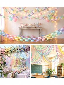 300/100pcs Colorful Glossy Paper Chain DIY Craft Materials, Suitable For Back To School, Birthday, Wedding, Baby Shower Party Ribbons, Classroom Crafts, Origami Stars And Gift Wrapping, Easy To Use Decorative Strips, 1 Roll Of Tape - View 10