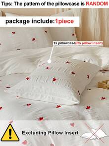 1pc Red Small Heart Embroidered Pillowcase, Cute Romantic Modern Style Decorative Throw Pillow Cover Suitable For All Seasons, Ins Style Home Decor Long Pillowcase, Machine Washable, No Filling Included - Red and White - View 4
