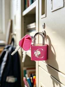 Vigour Summer Rose Red Portable Small Plastic Luggage Padlock With Pink Heart Letter Print, Includes 2 Keys, Mini Metal Key Lock For Bags, Backpacks, Gym Lockers, Classroom Games, Suitcases And Travel Bags, Back To School Or Graduation Gift - Multicolor - View 2