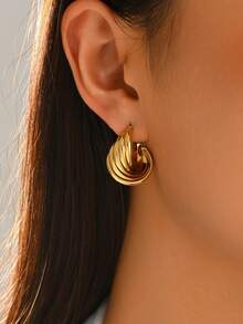 1 Pair Fashion Minimalist Stainless Steel Stud Earrings For Women, Suitable For Daily Wear - Multicolor - View 1