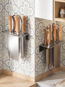 Wall-Mounted Knife Rack, Organizes Various Kitchen Knives Neatly, Suitable For Cleaver, Fruit Knife And Kitchen Scissors, Perfect For Small Apartment Kitchens, Meal Prep Areas, Camping Trailers And Under-Cabinet Storage Space - Multicolor - View 1
