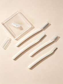 4pcs/1pc Premium , Anti-Scratch Eyebrow Trimming Tool For Men And Women Beginners, Micro-Blade, To Use, Eyebrow Grooming Tool, Suitable For Commercial And Home Use, Travel Portable, Holiday Gift - White - View 3