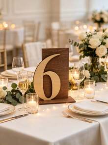 1-20 Rustic Wooden Table Number Signs, Arched Handwritten Style Wedding Reception Seat Number Plates, Farmhouse Style Banquet Bridal Shower Party Table Centerpiece Decor - Multicolor - View 6