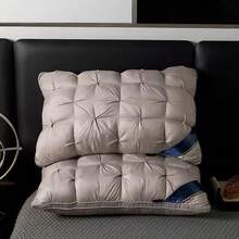 2Pcs Firm Support Pillow Quilted Extra Filled Hotel Quality Pillows Pair - Grey - View 4