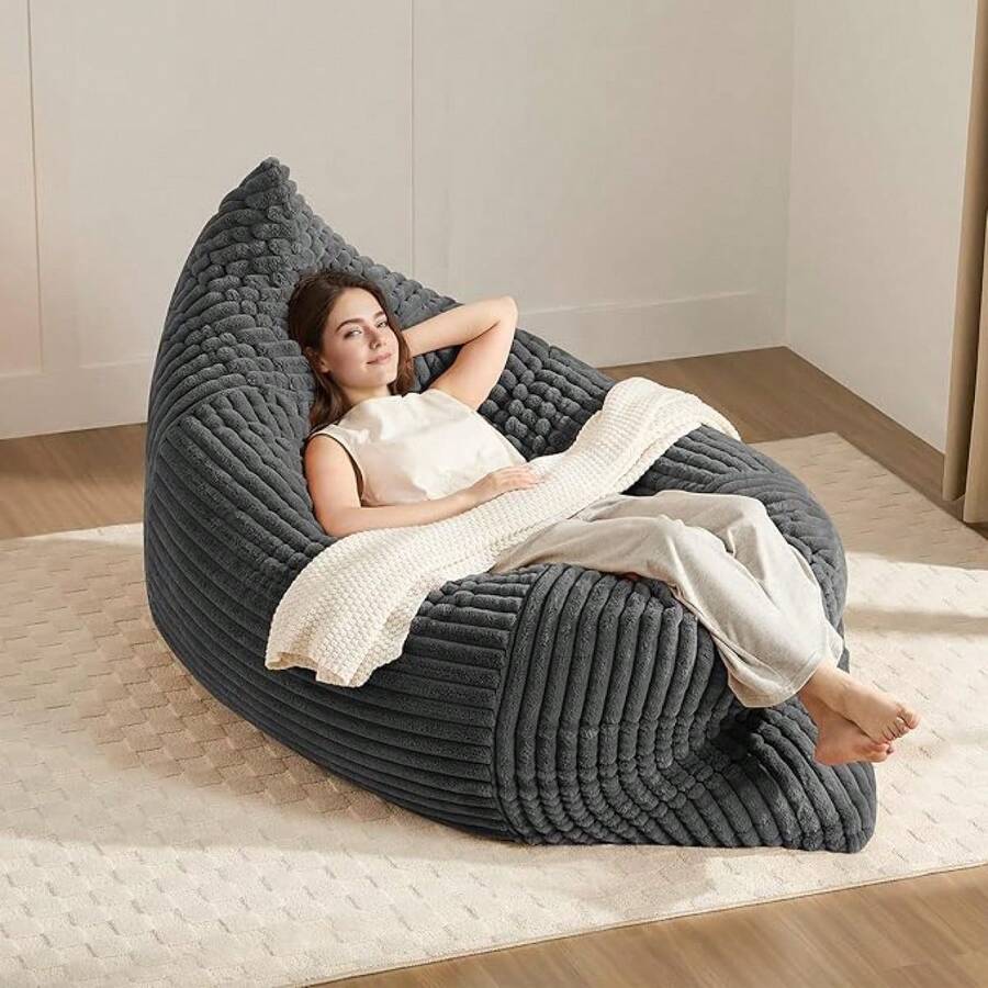 Sillón Puff Convertible DDY-SHENHUI - Tu Espacio Acogedor para Relajación y Tiempo en Familia - GRIS OSCURO + Franela - Ver 1