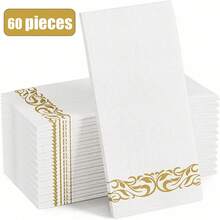 20-100pcs Linen Texture Disposable Bathroom Napkins/Guest Towels, Soft Absorbent Disposable Hand Towels, Suitable For Bathroom, Party, Wedding, Dinner, Gold, 12 X 17 Inches - Gold - View 11