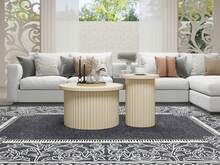 Round Coffee Table Set - 2 Piece, Natural Wood Finish - Natural - 查看 5