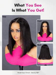 ISEE HAIR Wear Go 9x6 Transparent Lace Front Wig, Pre-Bleached Knots, 180% Density, Natural Color, 10-14 Inch Lace Front Wig, Pre-Plucked, Silky Everyday Wear, High Quality, For Women - SNatural - View 5