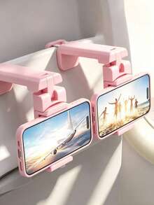 Multi-Color Airplane Phone Holder, 360° Rotating Foldable Hands-Free Clip Mount, Suitable For Air Travel, Car, Desk And More, Essential Mobile Accessory For Travel, Phone Accessory, Phone Holder, Office Desk Accessory, School Essential - Pink - View 2