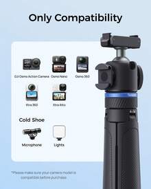 TELESIN Mini 快速開啟自拍棒三腳架,適用於 Osmo Action 6 5 Pro 4 3 Nano Pocket 4 3,鋁合金支架三腳架,適用於 HERO 13 12 Black Luna Ultra X5 X4 Xtra Edge - 查看 4