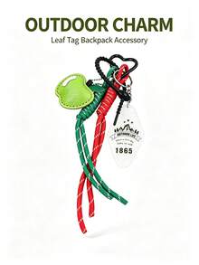 PU Apple Keychain, Bag Charm With Braided Rope Tassel, Mountain Print Acrylic Tag & Heart‑Shaped Carabiner, Cute Fruit Pendant For Backpack Purse - Multicolor - View 6