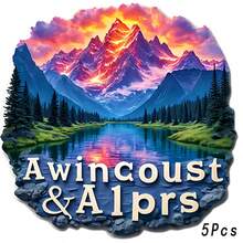 Awincoast & Alp Rs 雲朵造型邊框湖泊日落磁鐵，山脈在寧靜夜晚閃耀紅光，適用於家中所有金屬表面作為紀念品 - D - 查看 8