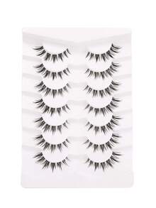 7 Pairs Manga Invisible Band Segmented Lashes 3D Clear Band Lashes Natural Look Wispy Mink Eyelashes Cosplay Manga Cat Eye Lashes - Black - View 10