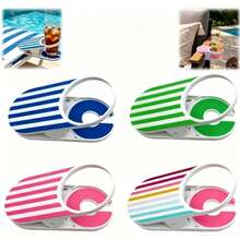 2/1 pieza Soporte universal para bebidas con clip, soporte lateral para tazas de bebidas, adecuado para playa, camping, oficina y otras ocasiones, artículos esenciales para vacaciones, piscina inflable, accesorios de baño, piscina, artículos esenciales para vacaciones, accesorios de piscina - Multicolor - Ver 2