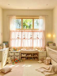 1 buah Tirai Dekoratif Tulip Renda Pink Lucu, Gaya Kantong Batang, Indah & Tahan Lama, Cocok untuk Dekorasi Jendela, Dekorasi Baby Shower, Dekorasi Kamar, Tirai Partisi - MultiWarna - View 2