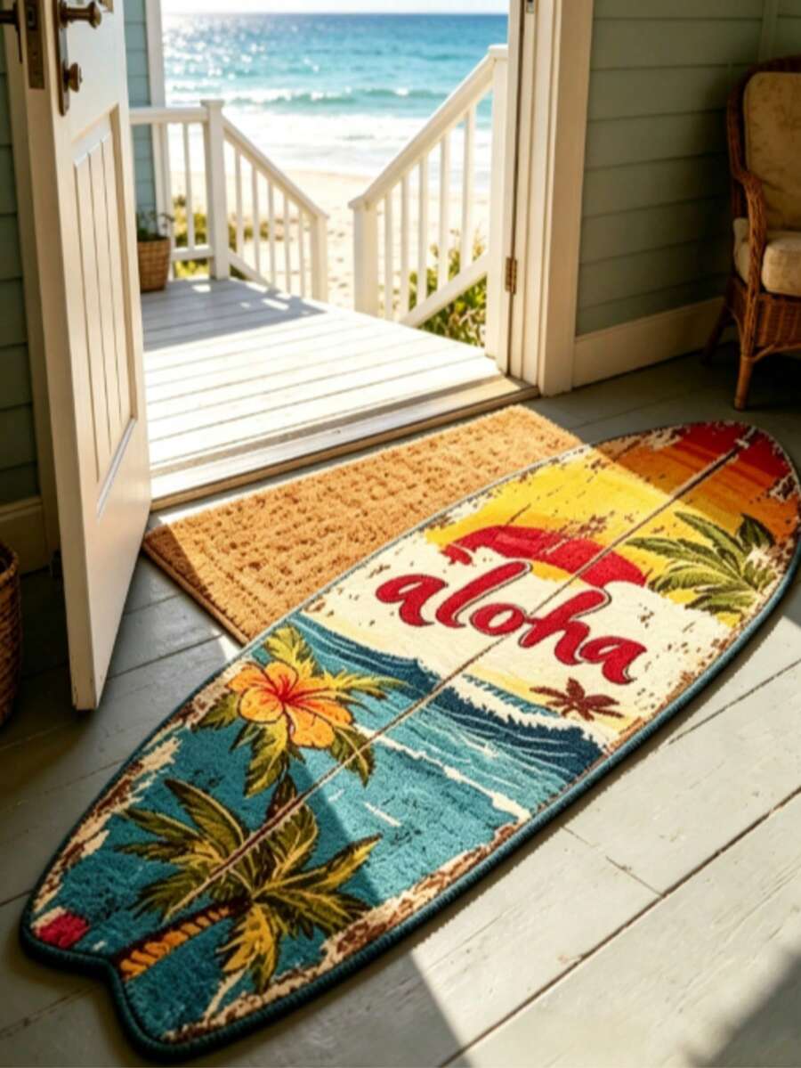 1件衝浪板造型幾何條紋地毯,臥室床邊仿羊絨地毯,裝飾地毯,臥室裝飾,小地毯,地毯,家居裝飾,客廳地毯,客廳小地毯,臥室地毯,客廳家居裝飾,戶外地毯,可機洗地毯 - 多色2 - 查看 1