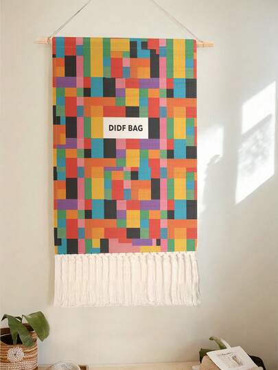 1PC Tapestry, Wall Hanging, Long Linen Vintage Tapestry With Tassels, Vertical Wall Decoration, Fun Print Design, Versatile For Living Room, Bedroom & Office