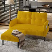 Corduroy Ottoman - Comfortable And Stylish Footstool - 黃色 - 查看 7