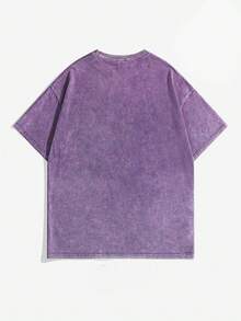 100% Cotton Crop Top T-Shirt With Gothic Lettering Foul Mouthed  , On Wooden Hanger, Glasses, Blue Jeans, Indoor Staircase, Vacation Outfitswomen - 水洗-紫色 - 查看 2