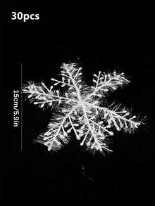 30件裝白色亮片雪花，5.9英吋經典雪花聖誕樹裝飾，節日聖誕裝飾 - 白色 - 查看 10