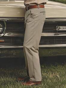 Men's Casual Straight Leg Pants, Loose Fit Wrinkle-Resistant Straight Leg Formal Trousers, Autumn - Apricot - View 3