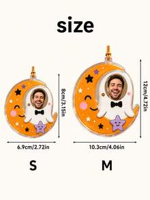 Custom Photo Halloween Hanging Ornament, Personalized Ghost Pendant Decor, Spooky Party Room Accent, Customized Name Keepsake, Customizable Picture Holiday Gift For Family, Friends, Couples, Festive Halloween Decor, Unique Gift, Room Decor - Ginger - View 2