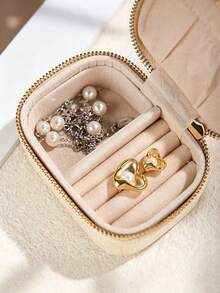1pc Women's Solid Color Mini Microfiber Leather Jewelry Box, Gift For Women, Coin Purse, Wallet Essential, Travel, Portable, Lightweight, Durable - Multicolor - View 12