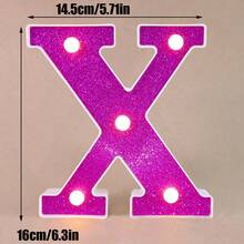 1pc 16cm Purple LED Letter Light, Alphanumeric Night Light, Battery Powered LED Light, Light‑Up Number Sign For Anniversary, Birthday Party Decoration, Wedding Background Decoration, Christmas And Halloween Party Home Bedroom Night Light. - Purple - View 23