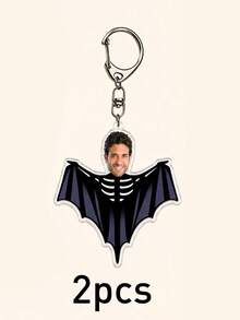 Custom Halloween Photo Keychain, Spooky Bag Charm, Personalized Face Key Chain, Customized Holiday Gift, Customizable Picture Keychain Accessory - Style a - View 12
