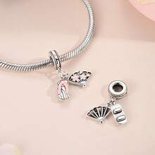 Lucky Japanese Beaded Koi Fish Fan Lucky Cat Pendant Cute Kimono Girl Charm, DIY Bracelet Necklace Making Accessories, Suitable For Vacation And Holidays - Silver - View 6