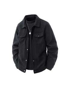 Men's Autumn/Winter Corduroy Jacket, Loose Casual Fashion Lightweight Jacket - Black - View 2