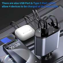 120W Retractable 4-In-1 Fast Charging Car Charging Cable 4-Port Car Charger Adapter Compatible With All Devices - And Reliable Car Plug - TypeC+Lighting - View 4