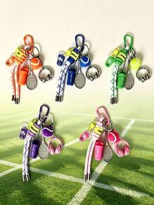 Woven Rope Tennis Theme Creative Pendant Keychain, Tennis Racket Keychain, Sports Water Bottle Earphone Charm, Suitable For Gym Bag, Car Keys, Unisex - Multicolor - View 6