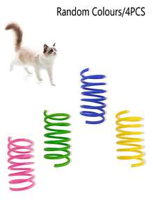 4pcs Multi-Color Cat Spring Toys, Interactive Bouncing Spring Rings, Colorful Plastic Spring Play Accessories, Suitable For Indoor Cats And Kittens, Encourage Exercise, Relieve Boredom, Random Colors, Ideal Pet Birthday Holiday Gift - Multicolor - View 10