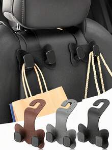 Car Seat Back Storage Hooks, Hidden Metal Hook Design - Made Of Rubber Leather Material, Suitable For Various Car Models - Multicolor - View 6
