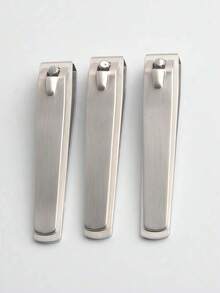 3pcs Silver Stainless Steel Nail Clippers, Flat Edge Nail Clippers Suitable For Men And Women Nail Care Tools - Silver - View 4