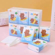 1/2/4/6/9/18 Packs Of Cartoon Patterned Handkerchief Tissues, Surfing Bear Patterns, Portable Small Package Tissues, Handkerchief Tissues And Student Pocket Tissues, Essential Items For Returning To School, Daily Cleaning Tissues, Travel Set - Multicolor - View 3