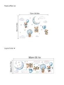 2 Styles Kids Room Wall Decals, Bear Balloon Moon Stickers And Space Astronaut Rocket Stickers, Home Decor, Boys Girls Bedroom Wall Art - Multicolor - View 13