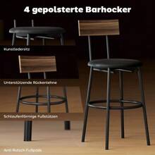 5-Piece Bar Table Set With 4 Chairs, Industrial Design, For Kitchen, Dining Room, Wood, Steel, Brown - 棕色 - 查看 5