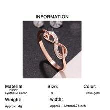 1pc Elegant Romantic Infinity Loop Design Ring With Cubic Zirconia, Perfect Ideal Gift For Valentine's Day, Wedding, Engagement, Anniversary, Daily Wear - Rose Gold - View 6
