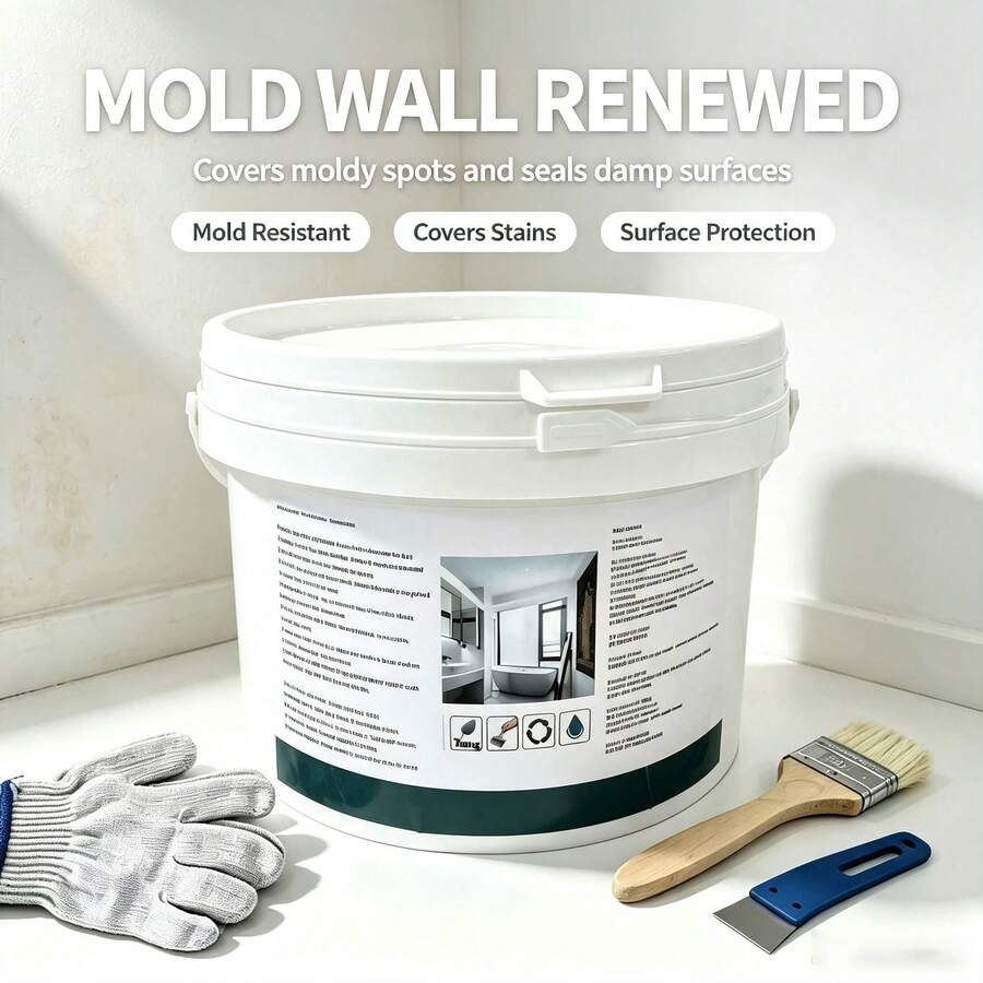 Brush‑On Wall Damp‑Proof Coating, Household Anti‑Mildew Waterproof Wall Paint, Humidity‑Isolation Wall Surface Finish, Rain‑Season Wall Protective Paint For Kitchen, Bathroom And Damp Indoor Walls