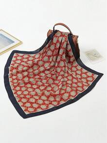 1pc Bohemian Paisley Pattern Silk Scarf, 27.5" X 27.5", Fashionable Design, Suitable For Daily Wear. - S18356-red - View 2