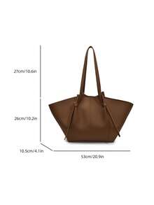 Women's Minimalist Knotted Decor Textured Soft PU Leather Tote Bag, Large Capacity Casual Commuter Shoulder Handbag - Multicolor - View 12