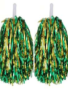 Aluminum Foil Long Ribbon Cheerleading Pom Poms, PE Material Waterproof 20g Ribbon Handle Stick, Reusable Handle Pom Poms, Suitable For Cheerleading Support Pom Poms, Dance Team Performance Props, Outdoor Square Dance Pom Poms And Fan Cheering Props Set - Multicolor - View 10