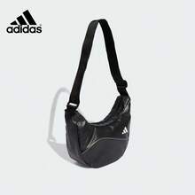 Adidas 品牌標誌亮面質感聚酯纖維單肩斜跨包 女款 常規款 黑色 JX4030 - 黑色 - 查看 2